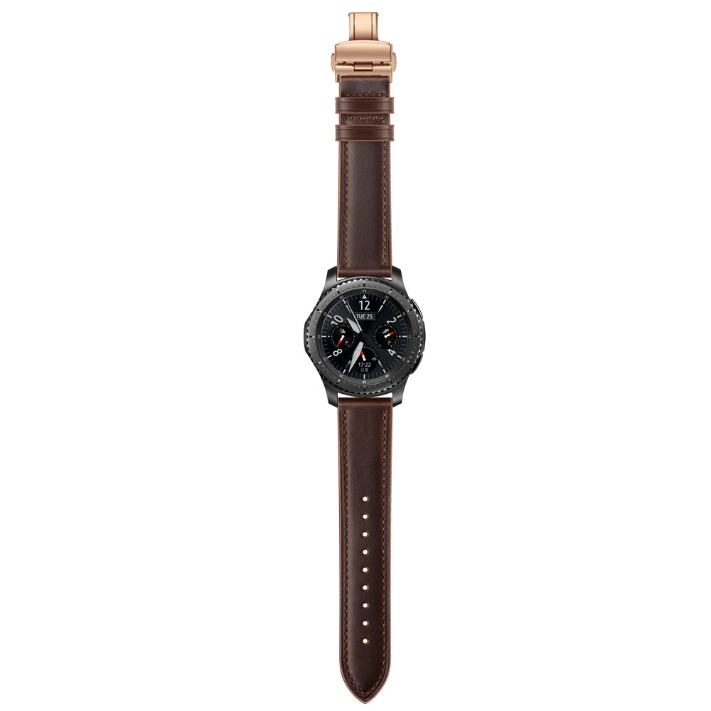 22mm Genuine Leather Watch Strap Replacement for Samsung Gear S3 Classic / Gear S3 Frontier