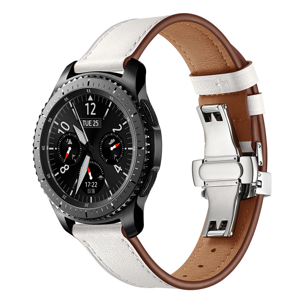 22mm Genuine Leather Watch Strap Replacement for Samsung Gear S3 Classic / Gear S3 Frontier