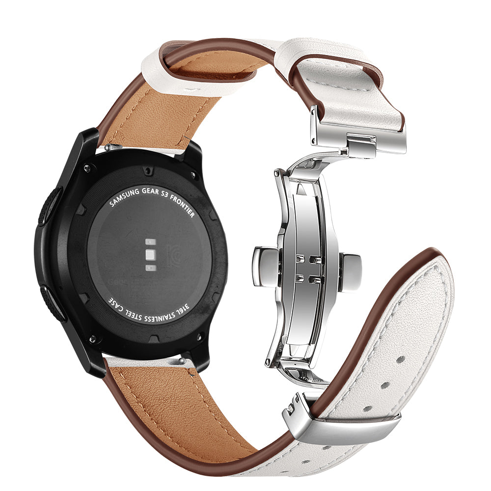 22mm Genuine Leather Watch Strap Replacement for Samsung Gear S3 Classic / Gear S3 Frontier