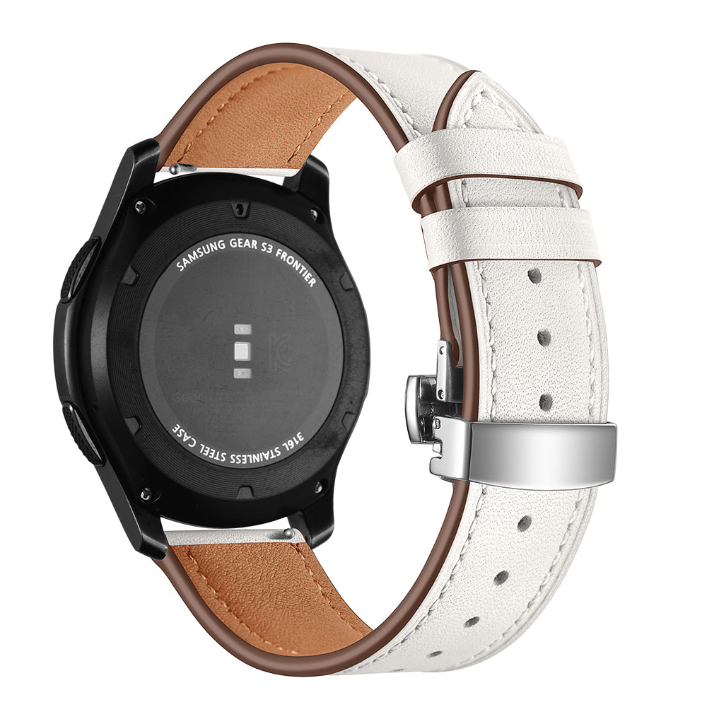 22mm Genuine Leather Watch Strap Replacement for Samsung Gear S3 Classic / Gear S3 Frontier