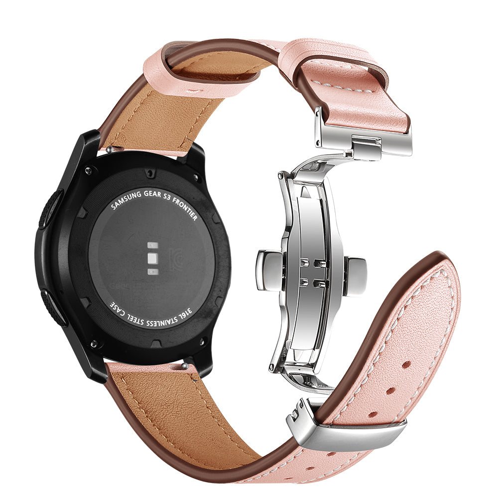 22mm Genuine Leather Watch Strap Replacement for Samsung Gear S3 Classic / Gear S3 Frontier