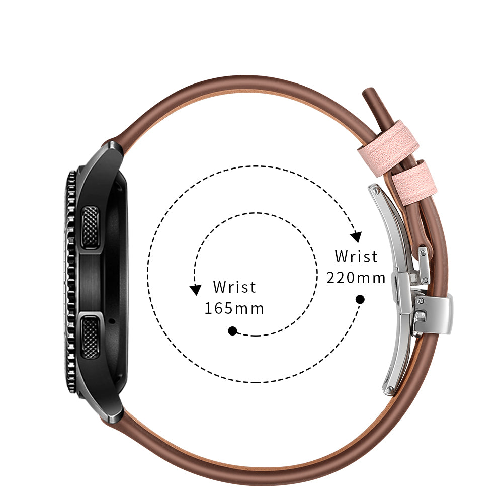 22mm Genuine Leather Watch Strap Replacement for Samsung Gear S3 Classic / Gear S3 Frontier