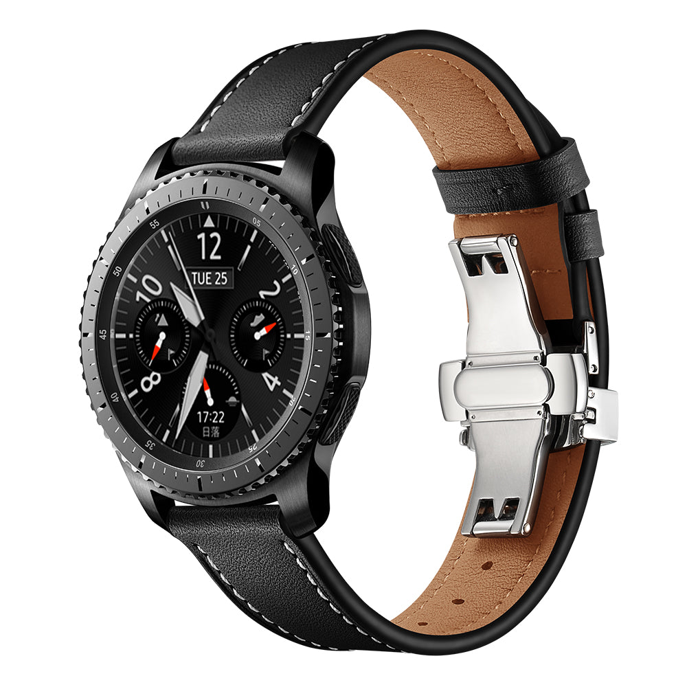 22mm Genuine Leather Watch Strap Replacement for Samsung Gear S3 Classic / Gear S3 Frontier
