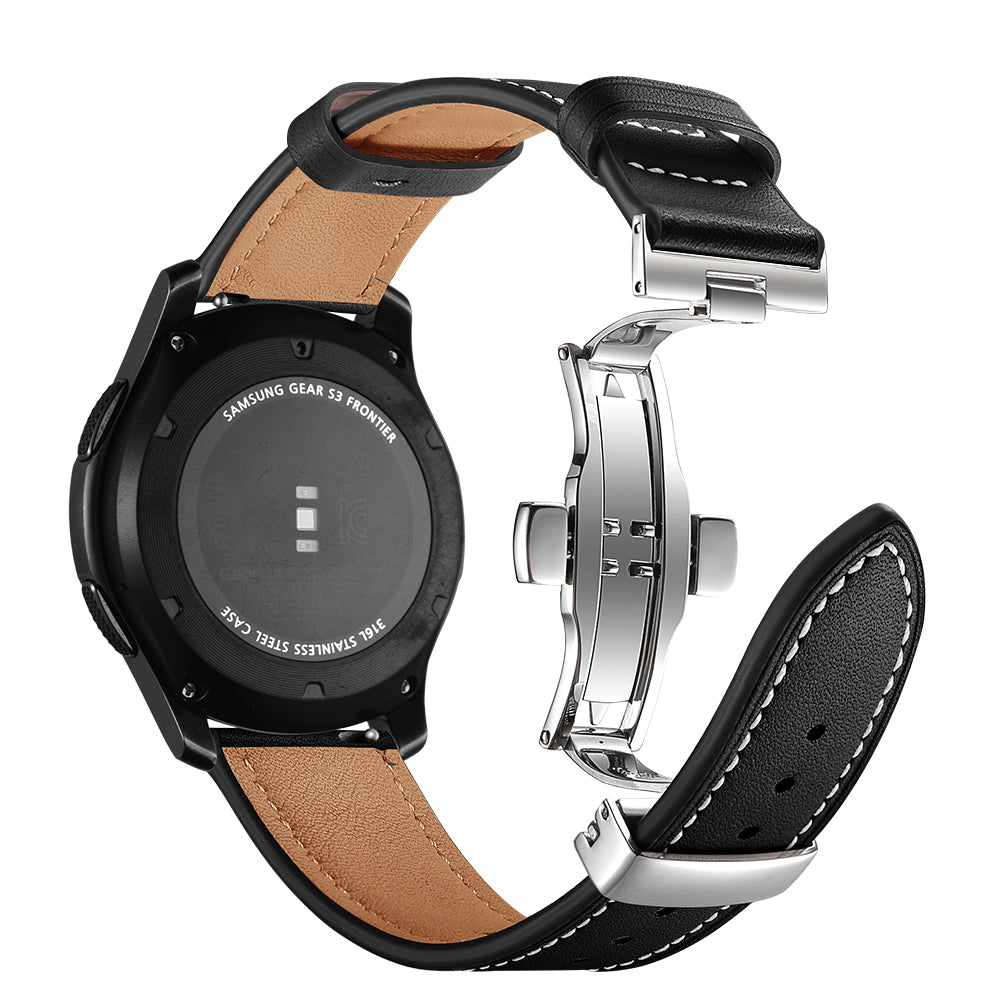 22mm Genuine Leather Watch Strap Replacement for Samsung Gear S3 Classic / Gear S3 Frontier