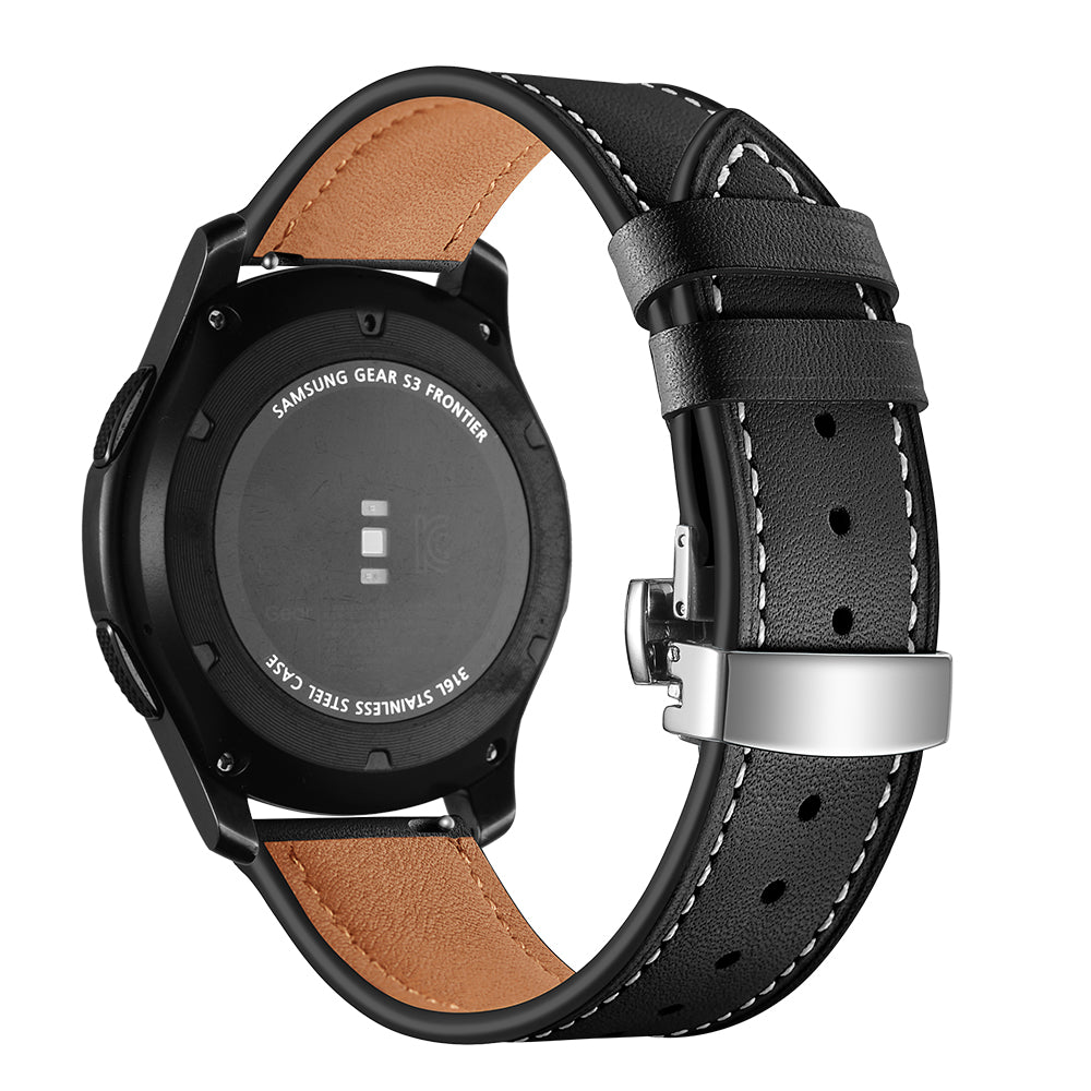 22mm Genuine Leather Watch Strap Replacement for Samsung Gear S3 Classic / Gear S3 Frontier