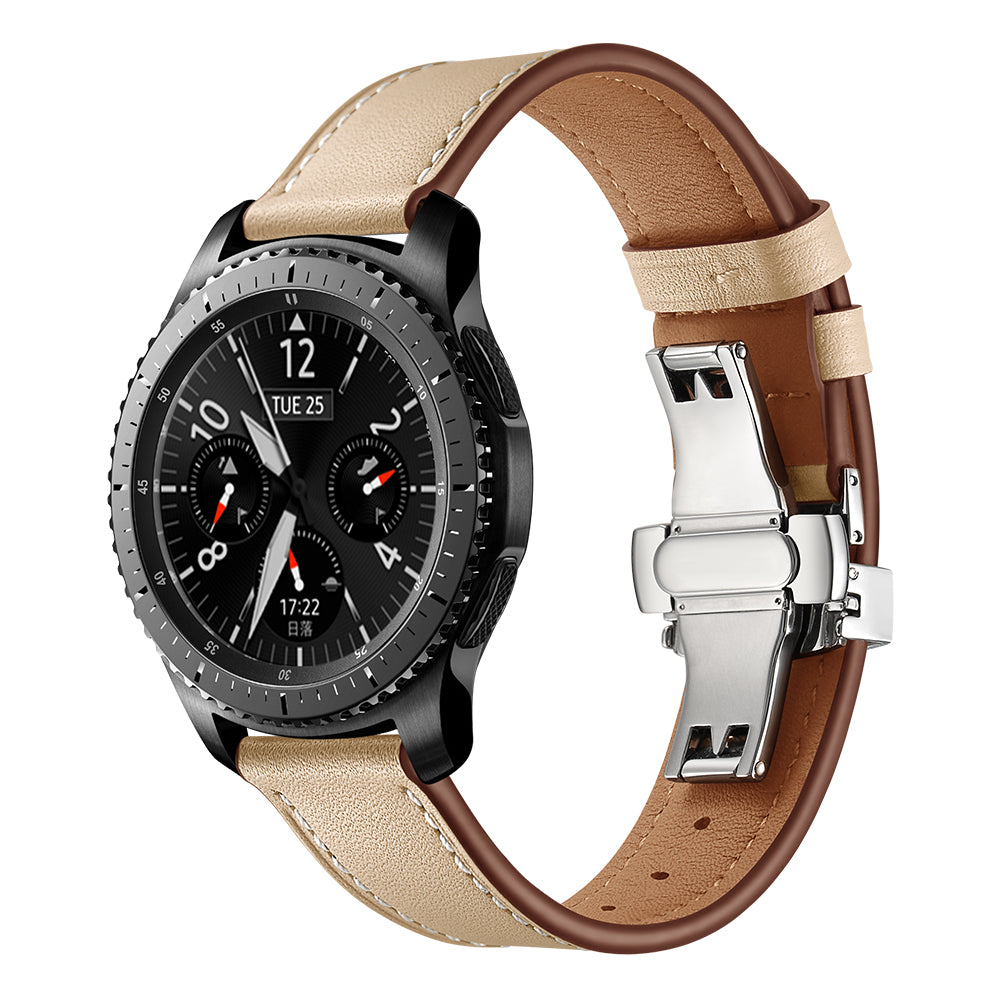 22mm Genuine Leather Watch Strap Replacement for Samsung Gear S3 Classic / Gear S3 Frontier