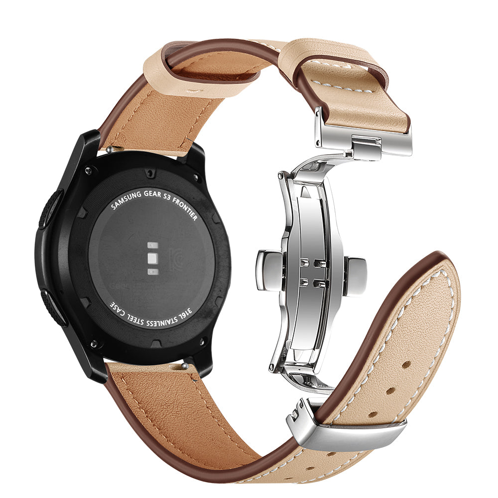 22mm Genuine Leather Watch Strap Replacement for Samsung Gear S3 Classic / Gear S3 Frontier