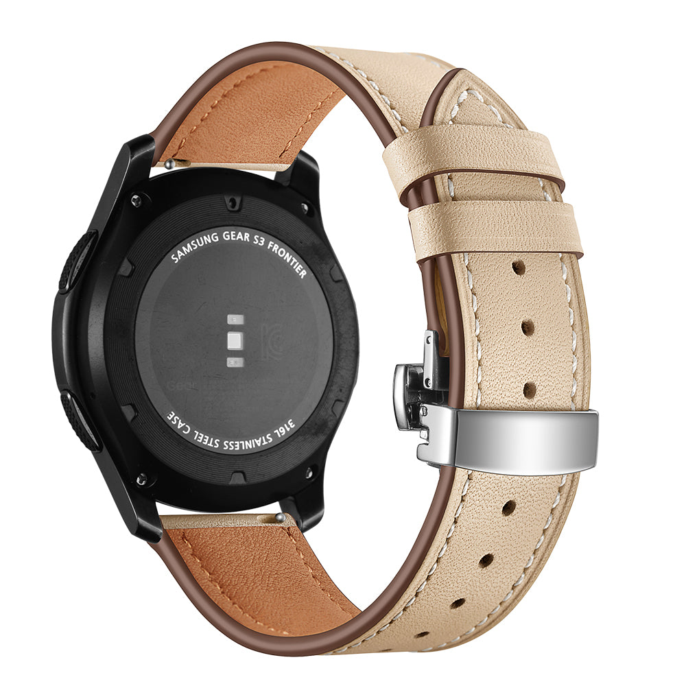 22mm Genuine Leather Watch Strap Replacement for Samsung Gear S3 Classic / Gear S3 Frontier