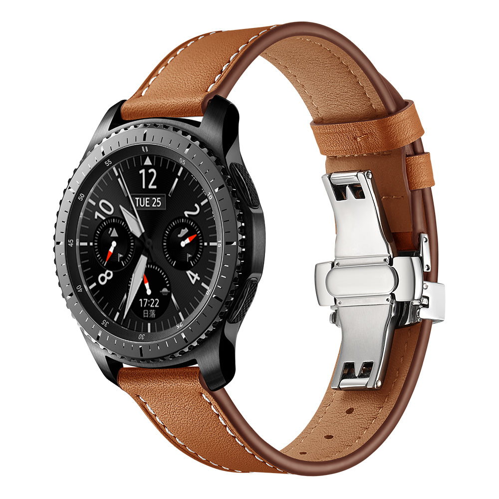 22mm Genuine Leather Watch Strap Replacement for Samsung Gear S3 Classic / Gear S3 Frontier