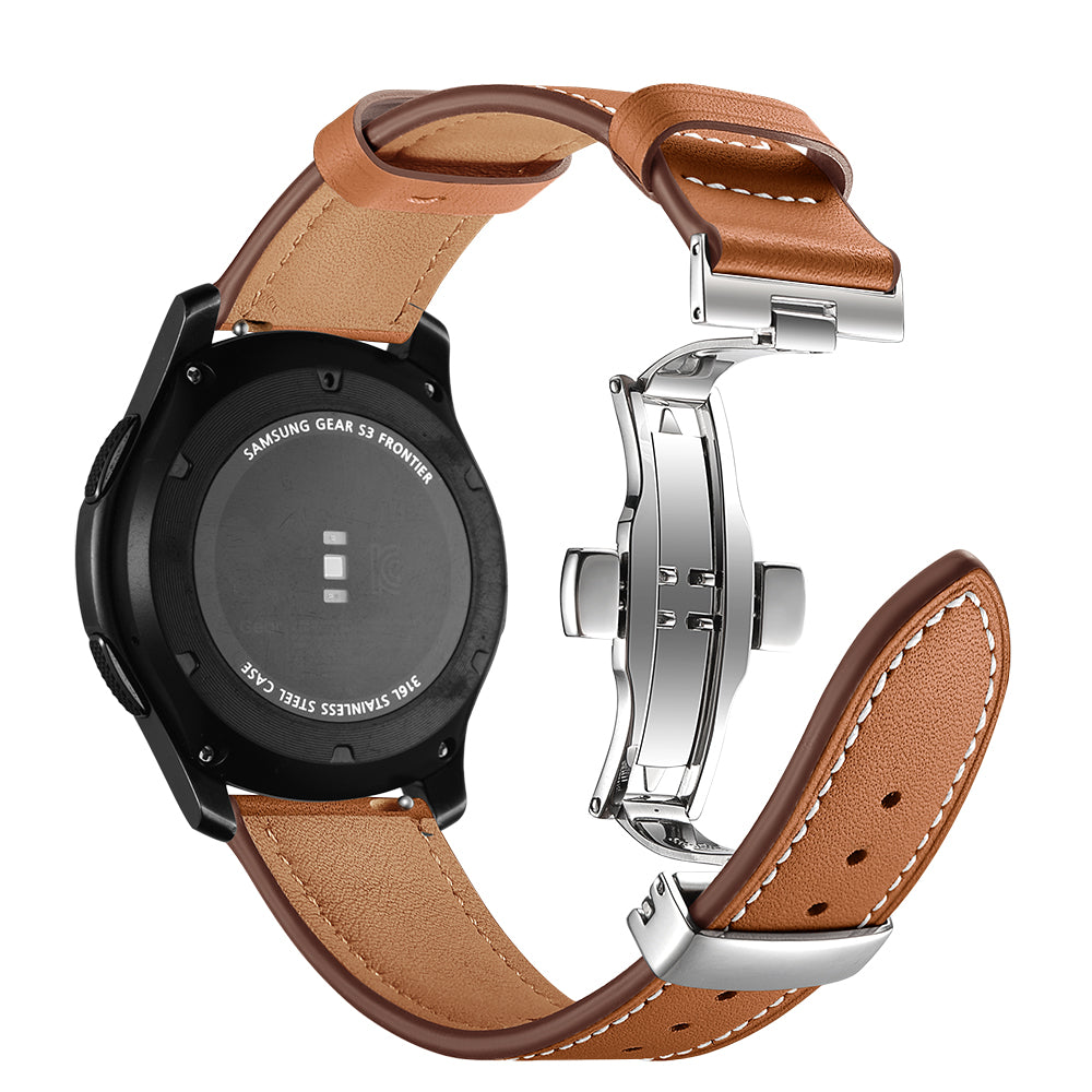 22mm Genuine Leather Watch Strap Replacement for Samsung Gear S3 Classic / Gear S3 Frontier