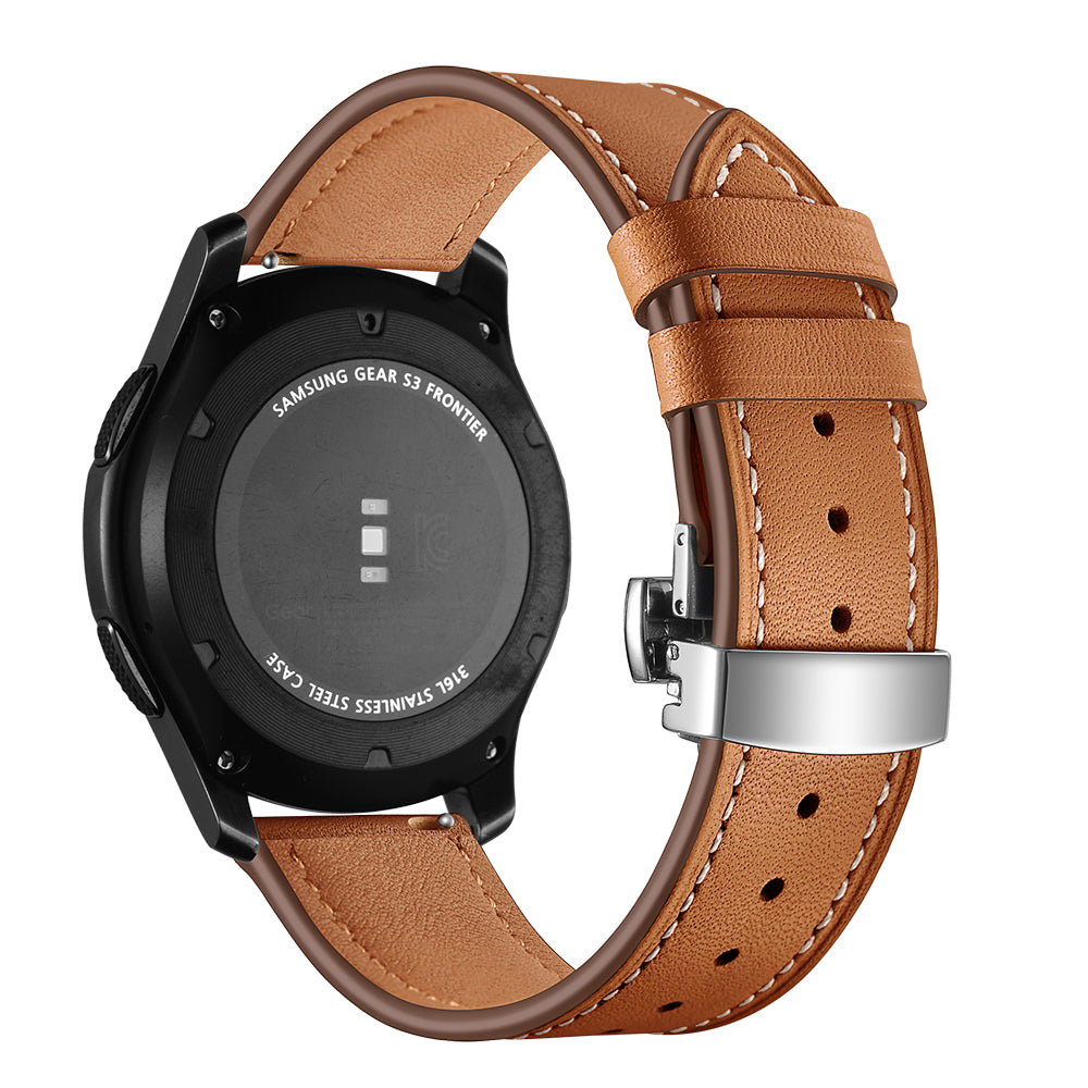 22mm Genuine Leather Watch Strap Replacement for Samsung Gear S3 Classic / Gear S3 Frontier