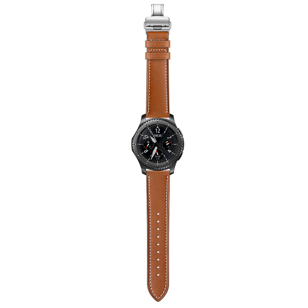 22mm Genuine Leather Watch Strap Replacement for Samsung Gear S3 Classic / Gear S3 Frontier