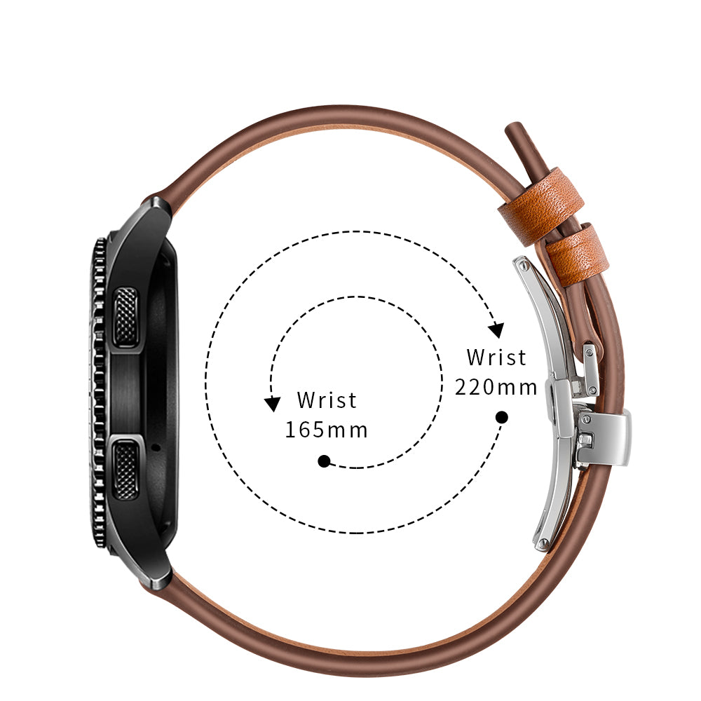22mm Genuine Leather Watch Strap Replacement for Samsung Gear S3 Classic / Gear S3 Frontier