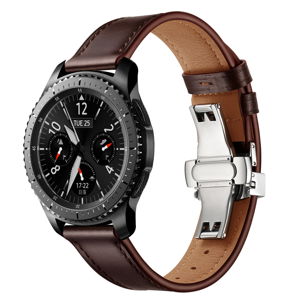 22mm Genuine Leather Watch Strap Replacement for Samsung Gear S3 Classic / Gear S3 Frontier