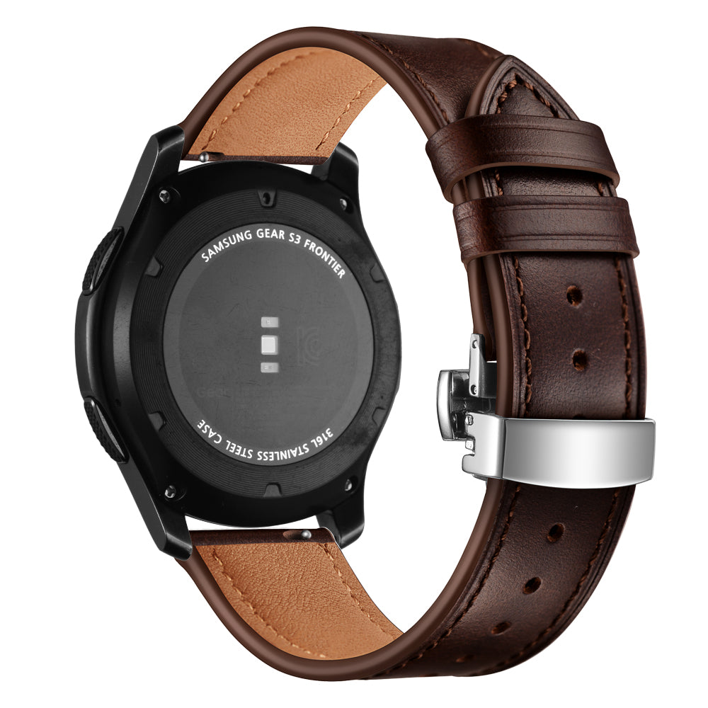 22mm Genuine Leather Watch Strap Replacement for Samsung Gear S3 Classic / Gear S3 Frontier