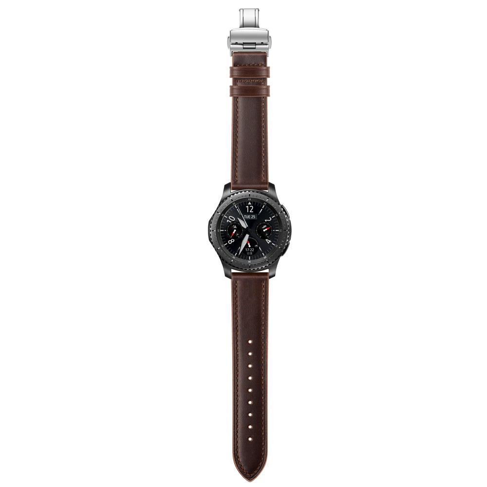 22mm Genuine Leather Watch Strap Replacement for Samsung Gear S3 Classic / Gear S3 Frontier
