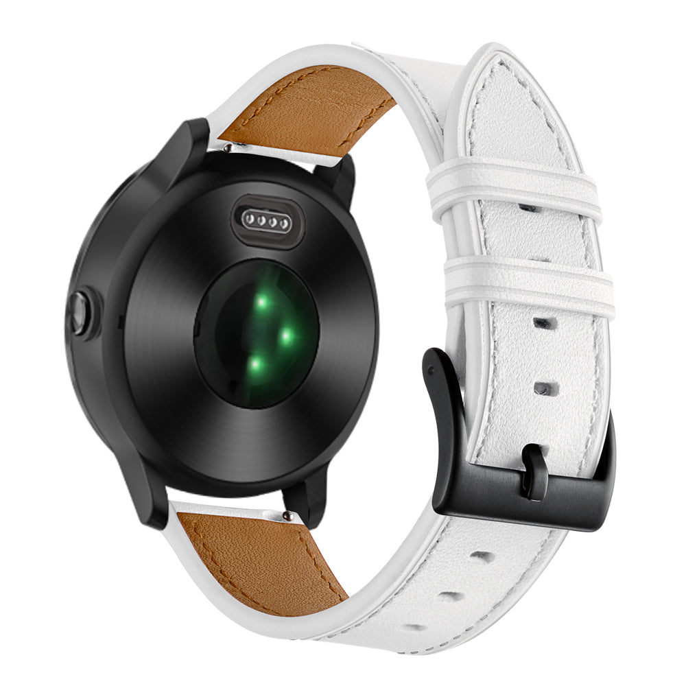 20mm Top-layer Genuine Leather Watch Strap Replacement for Garmin Vivoactive 3/Vivomove HR