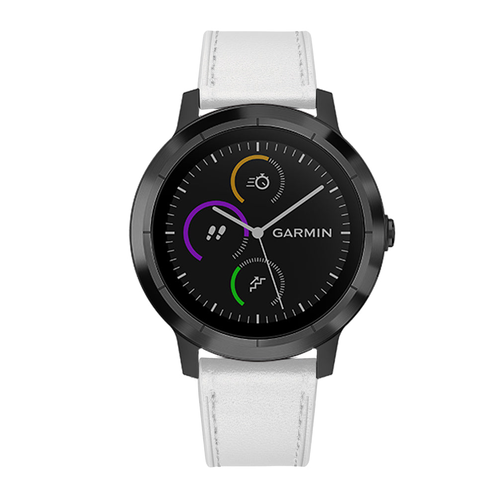 20mm Top-layer Genuine Leather Watch Strap Replacement for Garmin Vivoactive 3/Vivomove HR
