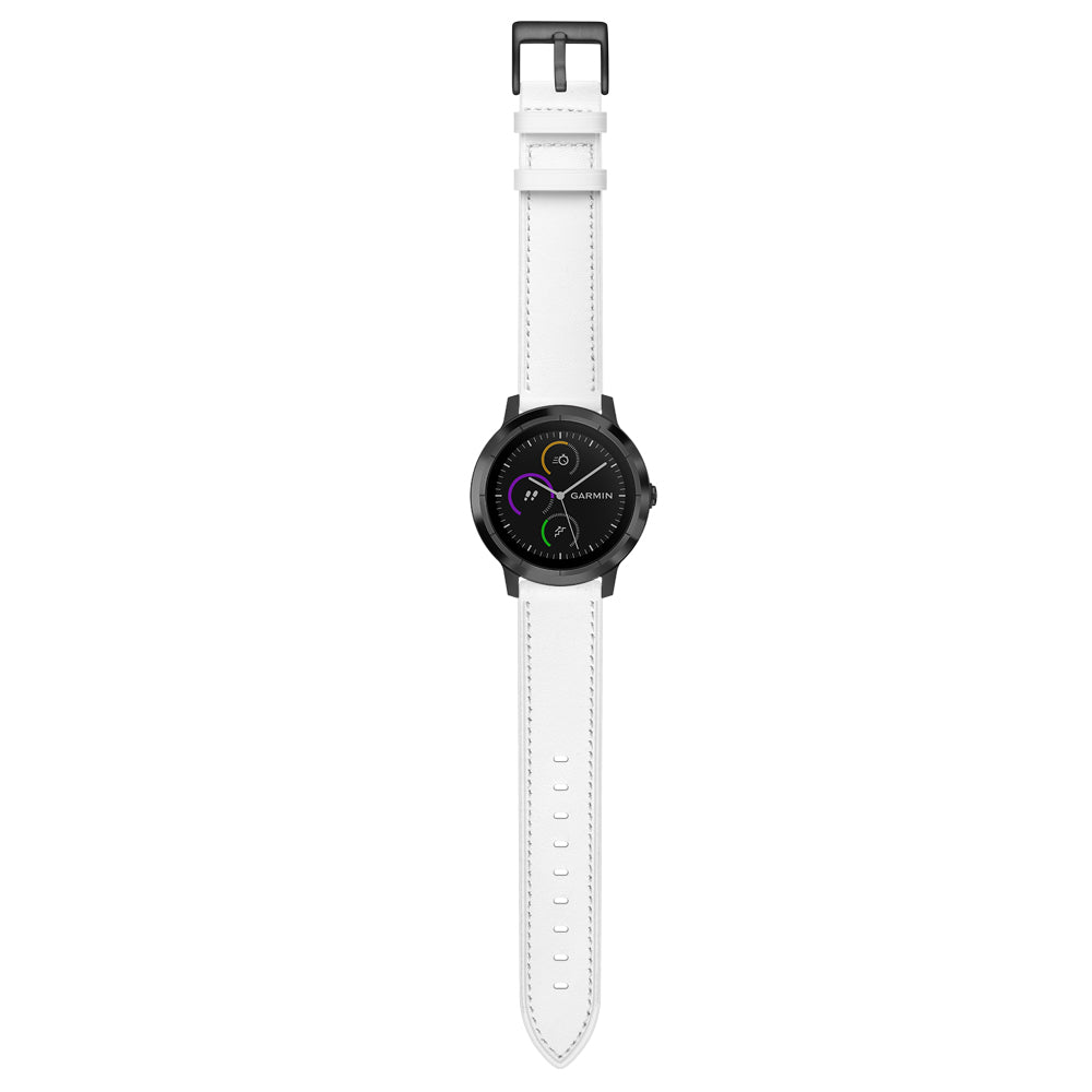 20mm Top-layer Genuine Leather Watch Strap Replacement for Garmin Vivoactive 3/Vivomove HR