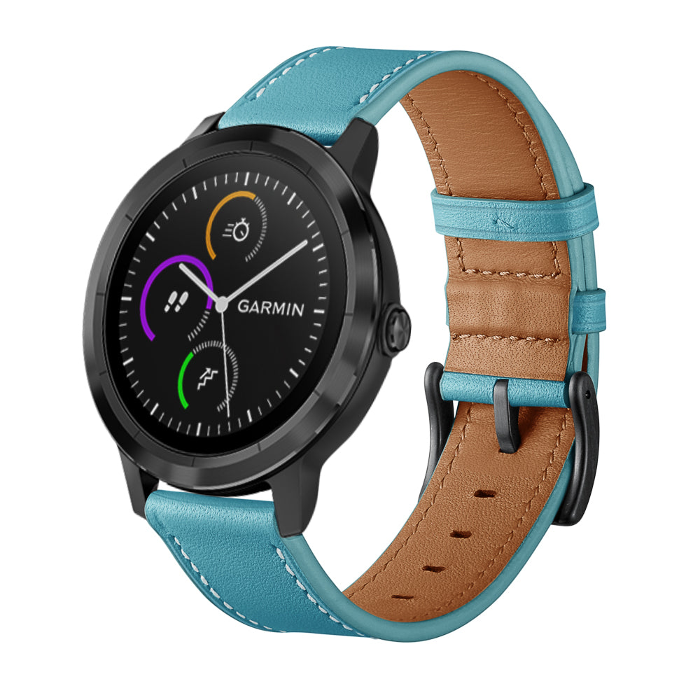 20mm Top-layer Genuine Leather Watch Strap Replacement for Garmin Vivoactive 3/Vivomove HR