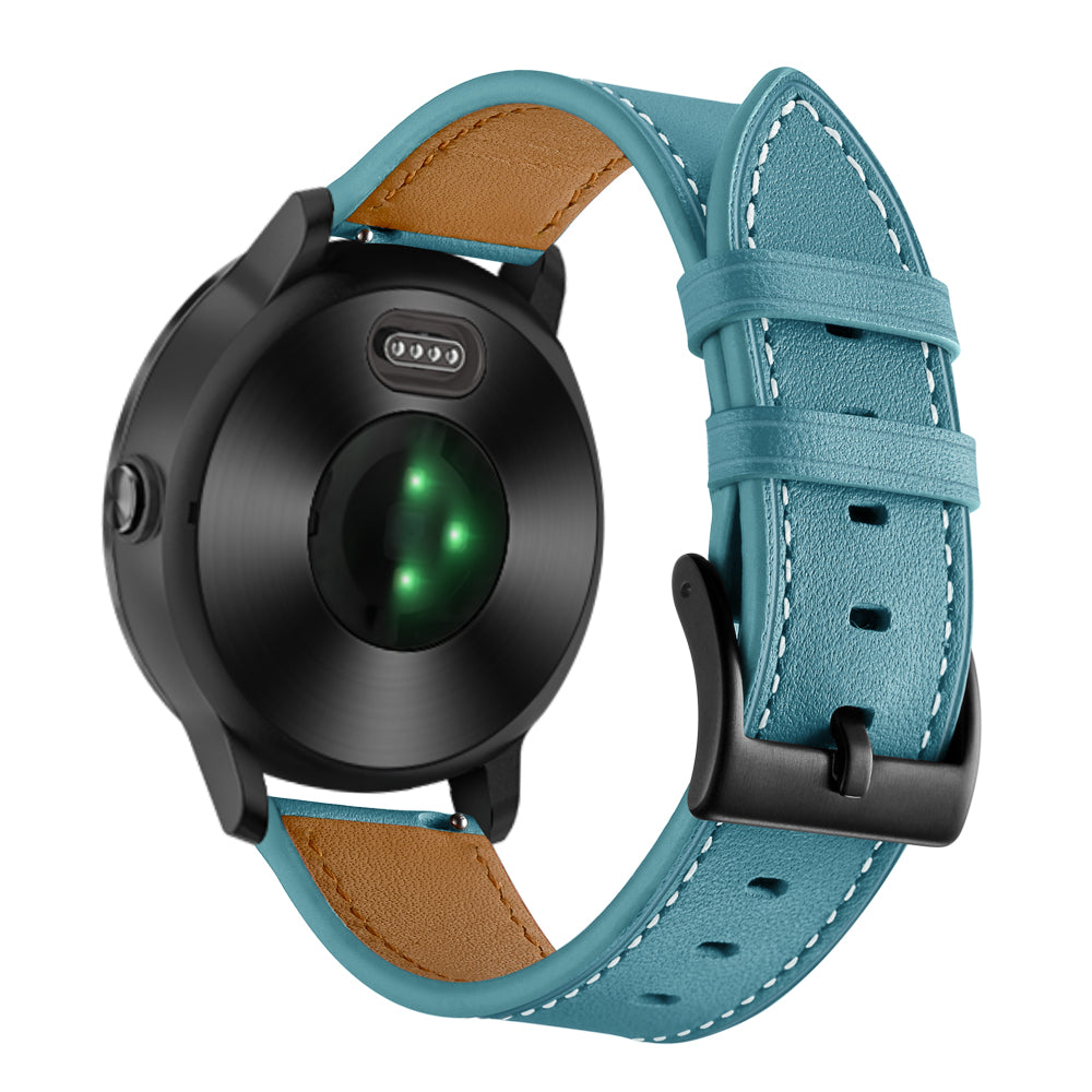 20mm Top-layer Genuine Leather Watch Strap Replacement for Garmin Vivoactive 3/Vivomove HR