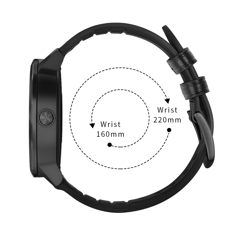20mm Genuine Leather Coated Silicone Smart Watch Strap for Garmin Vivoactive 3/Vivomove HR