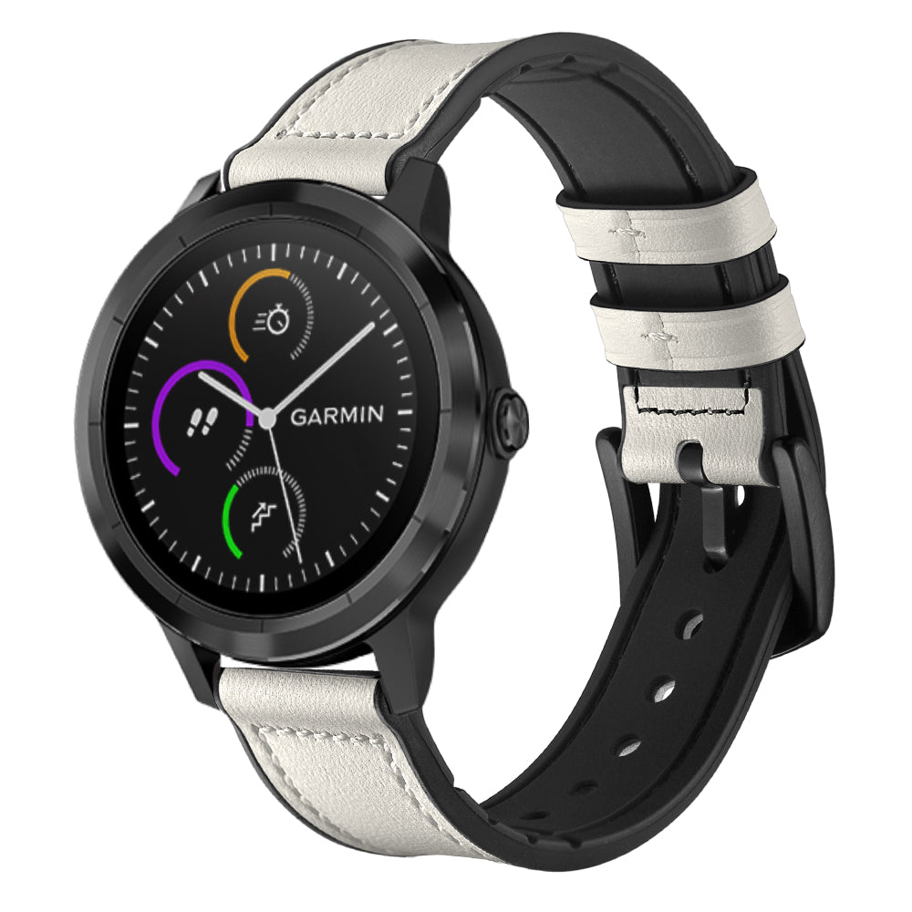 20mm Genuine Leather Coated Silicone Smart Watch Strap for Garmin Vivoactive 3/Vivomove HR