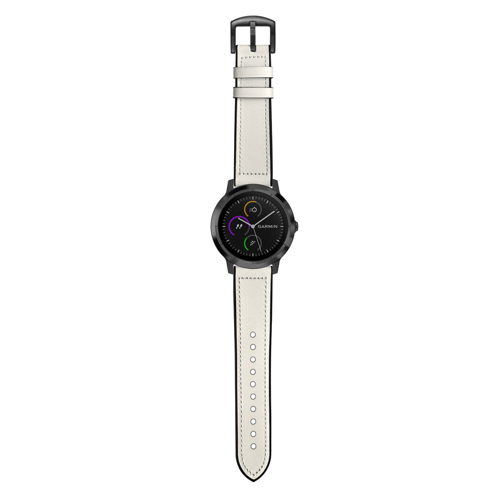20mm Genuine Leather Coated Silicone Smart Watch Strap for Garmin Vivoactive 3/Vivomove HR