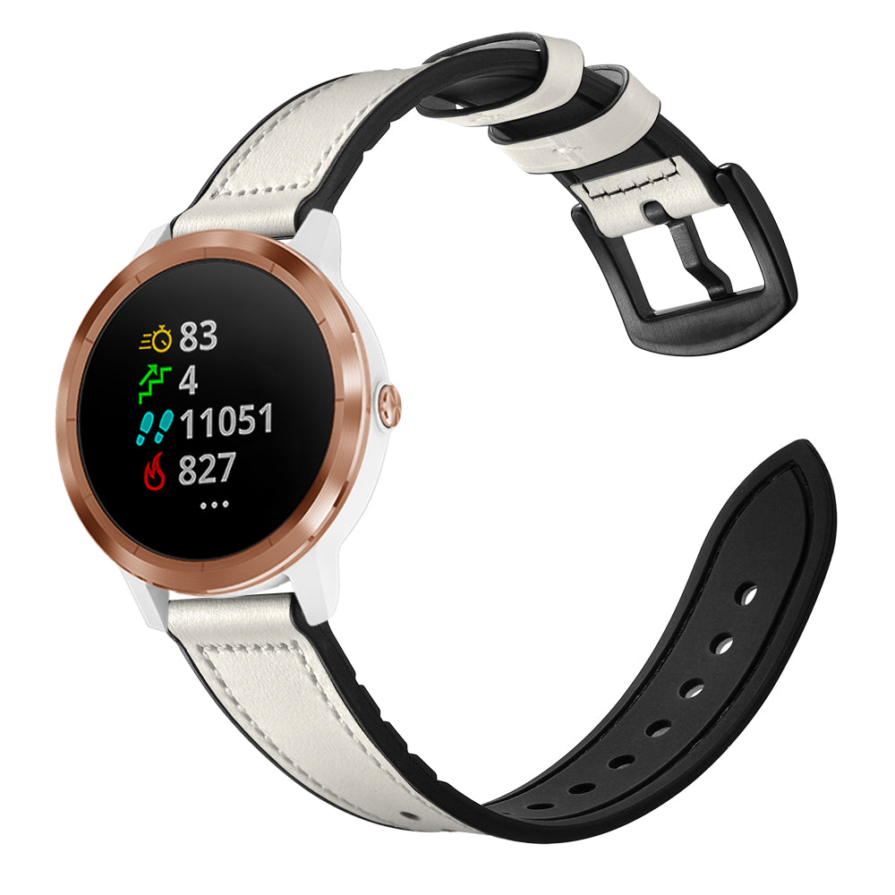 20mm Genuine Leather Coated Silicone Smart Watch Strap for Garmin Vivoactive 3/Vivomove HR