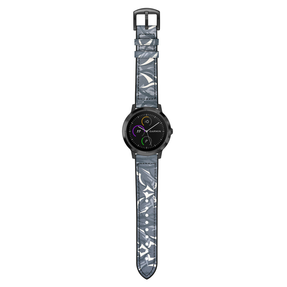 20mm Genuine Leather Coated Silicone Smart Watch Strap for Garmin Vivoactive 3/Vivomove HR