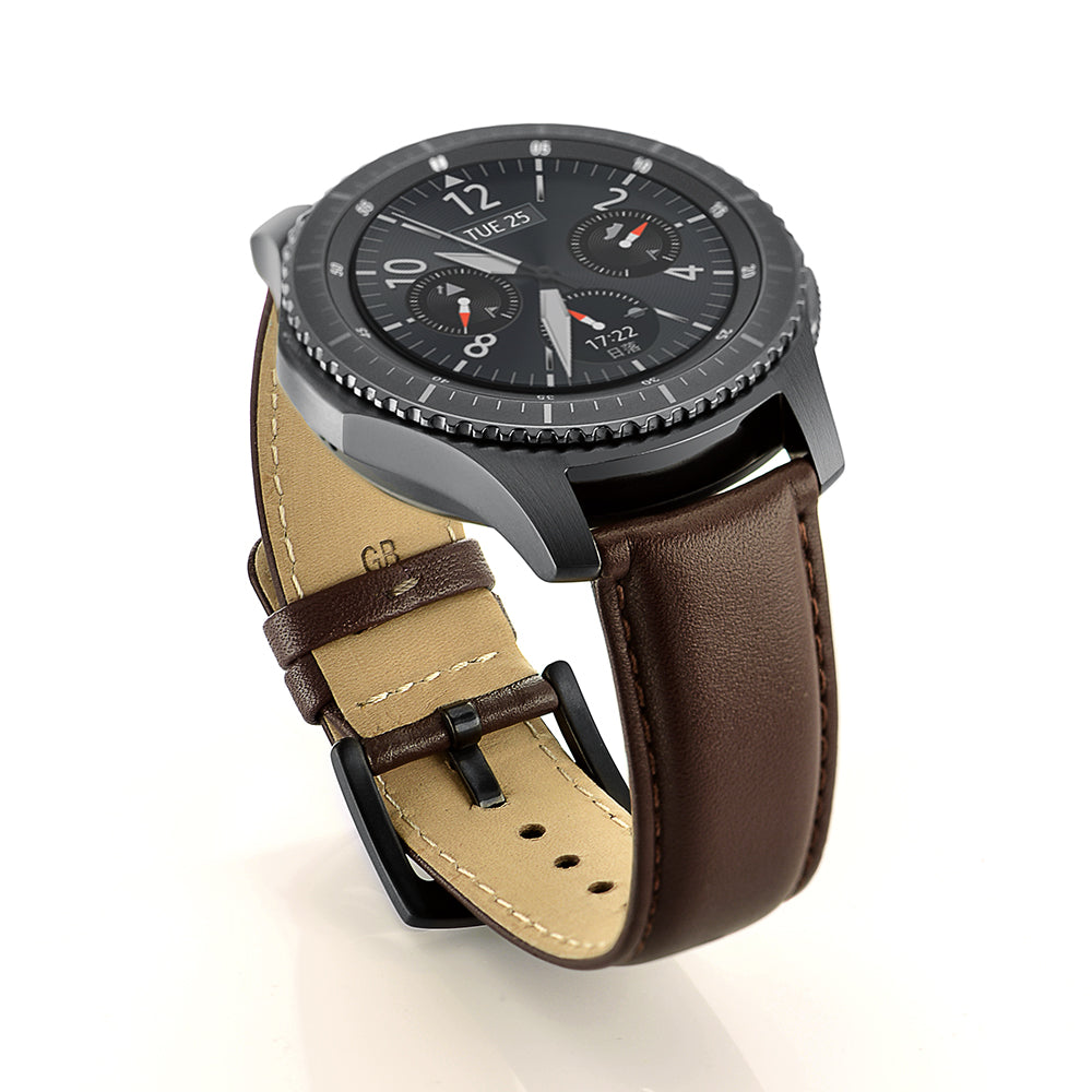 22mm Genuine Leather Smart Watchband Strap Replacement for Samsung Gear S3 Classic/Gear S3 Frontier