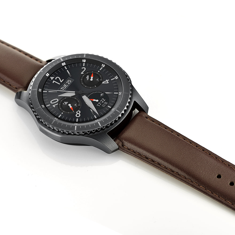 22mm Genuine Leather Smart Watchband Strap Replacement for Samsung Gear S3 Classic/Gear S3 Frontier