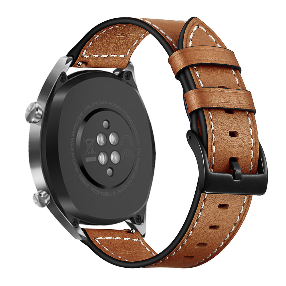 22mm Stitching Decor Genuine Leather Watch Strap Bracelet Wristband for Huawei Watch GT / Watch 2 / Watch Magic