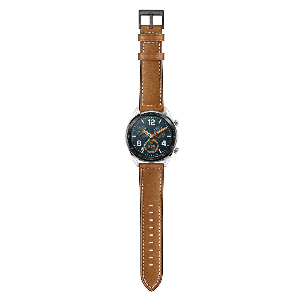 22mm Stitching Decor Genuine Leather Watch Strap Bracelet Wristband for Huawei Watch GT / Watch 2 / Watch Magic