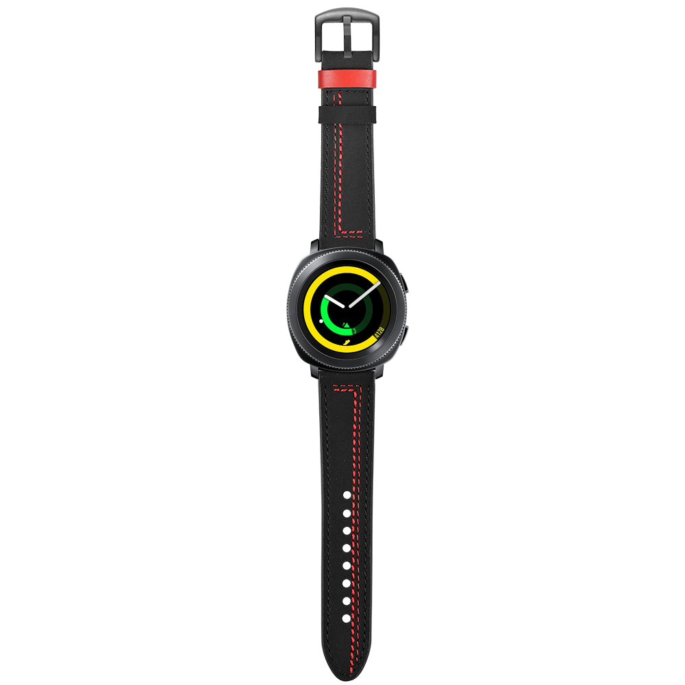 20mm Stitching Decor Genuine Leather Wrist Band Strap Replacement for Samsung Galaxy Watch4 Classic 46mm 42mm/Galaxy Watch4 44mm 40mm/Watch S4 Gear Sport