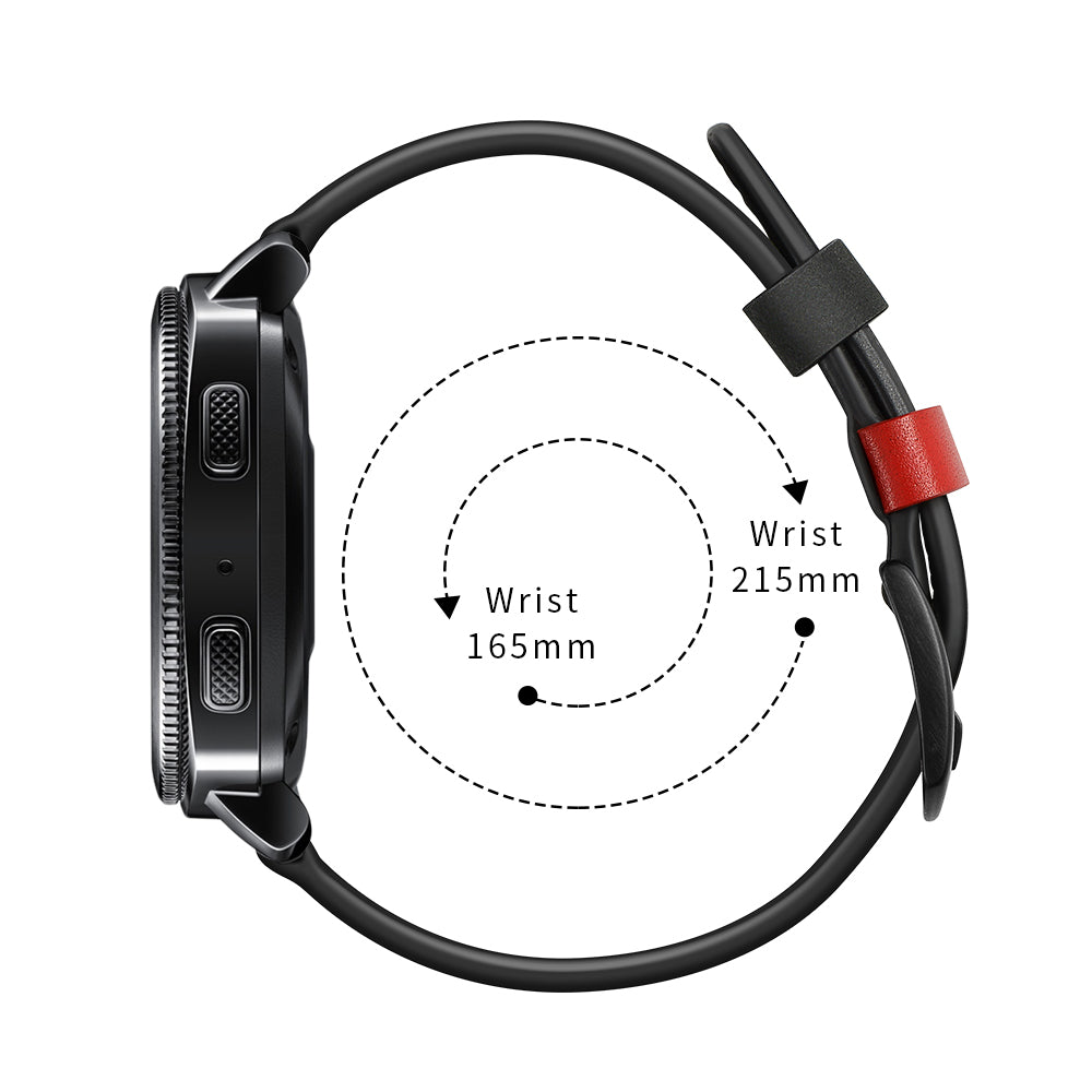 20mm Stitching Decor Genuine Leather Wrist Band Strap Replacement for Samsung Galaxy Watch4 Classic 46mm 42mm/Galaxy Watch4 44mm 40mm/Watch S4 Gear Sport