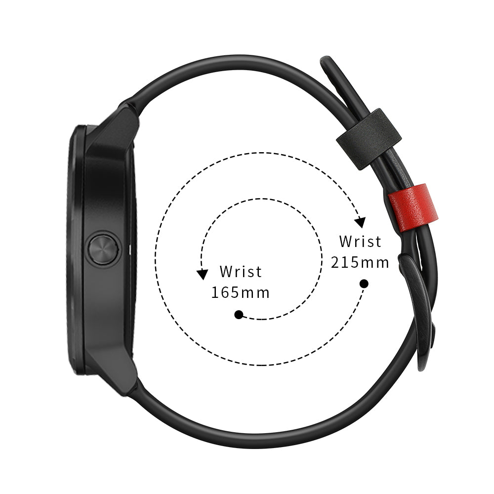 20mm Stitching Design Genuine Leather Wrist Band Strap Replacement for Garmin Vivoactive3 / VivomoveHR