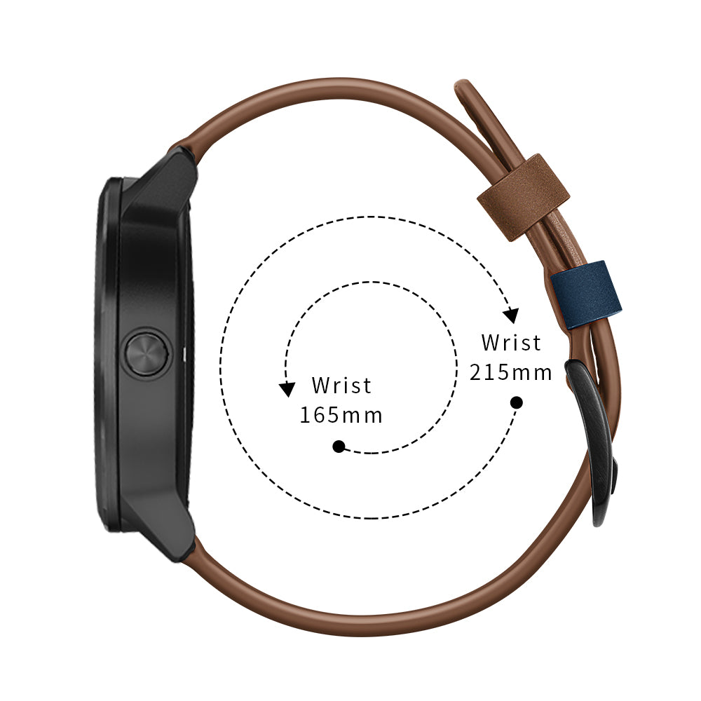 20mm Stitching Design Genuine Leather Wrist Band Strap Replacement for Garmin Vivoactive3 / VivomoveHR