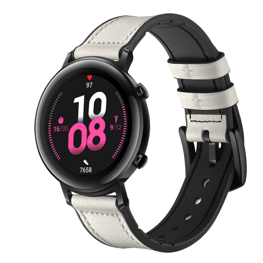 20mm Genuine Leather Coated Silicone Smart Watch Strap for Huawei Watch GT2 42mm