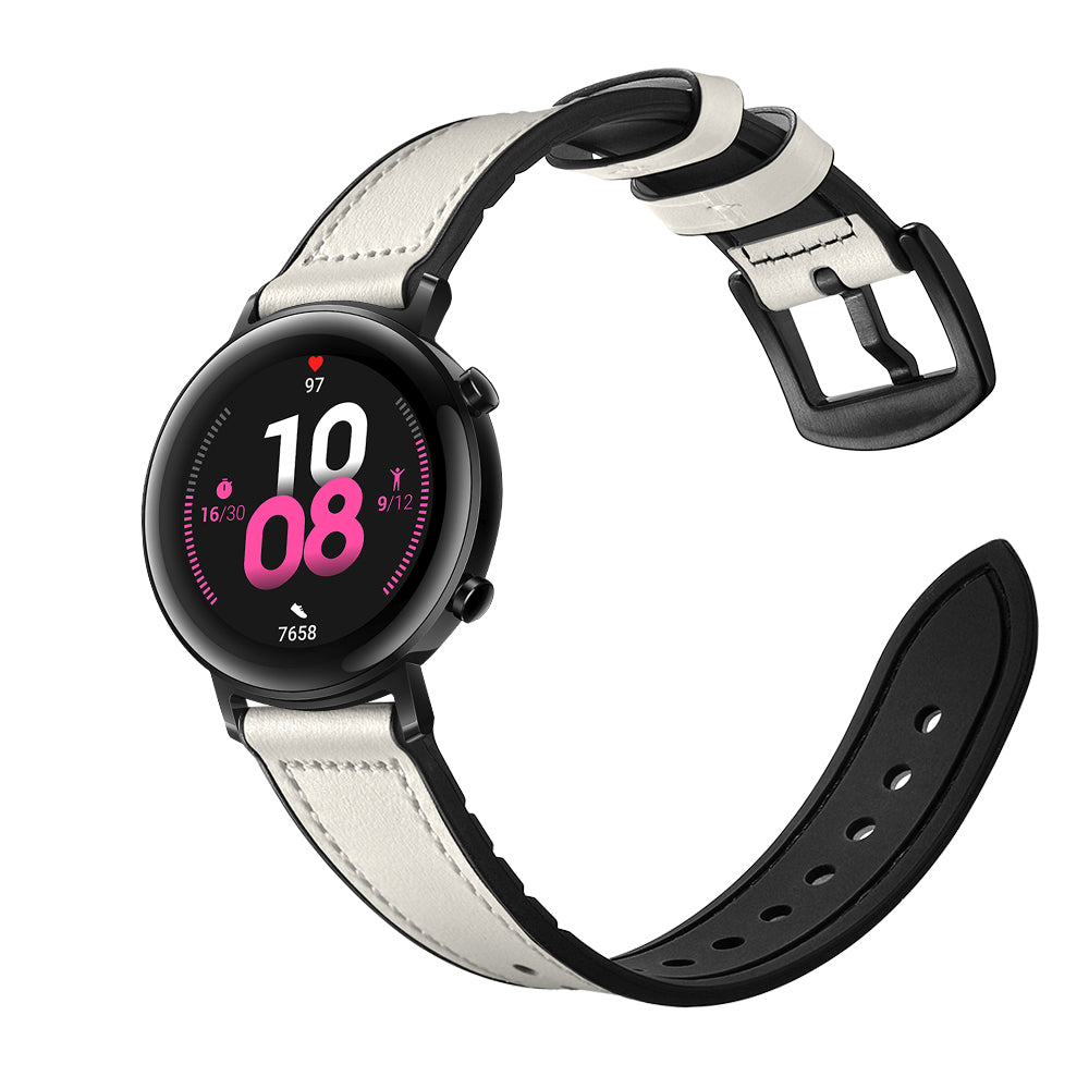 20mm Genuine Leather Coated Silicone Smart Watch Strap for Huawei Watch GT2 42mm