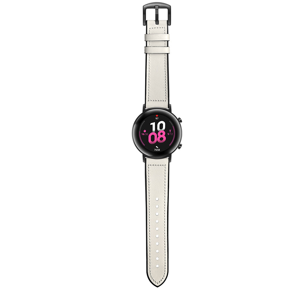 20mm Genuine Leather Coated Silicone Smart Watch Strap for Huawei Watch GT2 42mm