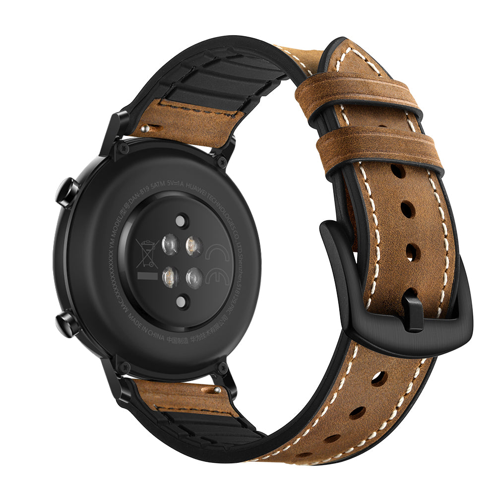 20mm Genuine Leather Coated Silicone Smart Watch Strap for Huawei Watch GT2 42mm