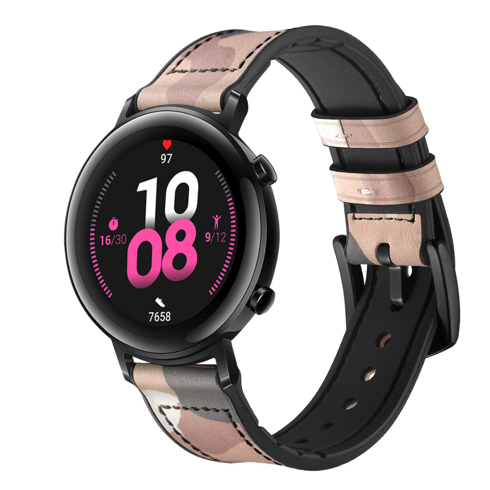 20mm Genuine Leather Coated Silicone Smart Watch Strap for Huawei Watch GT2 42mm
