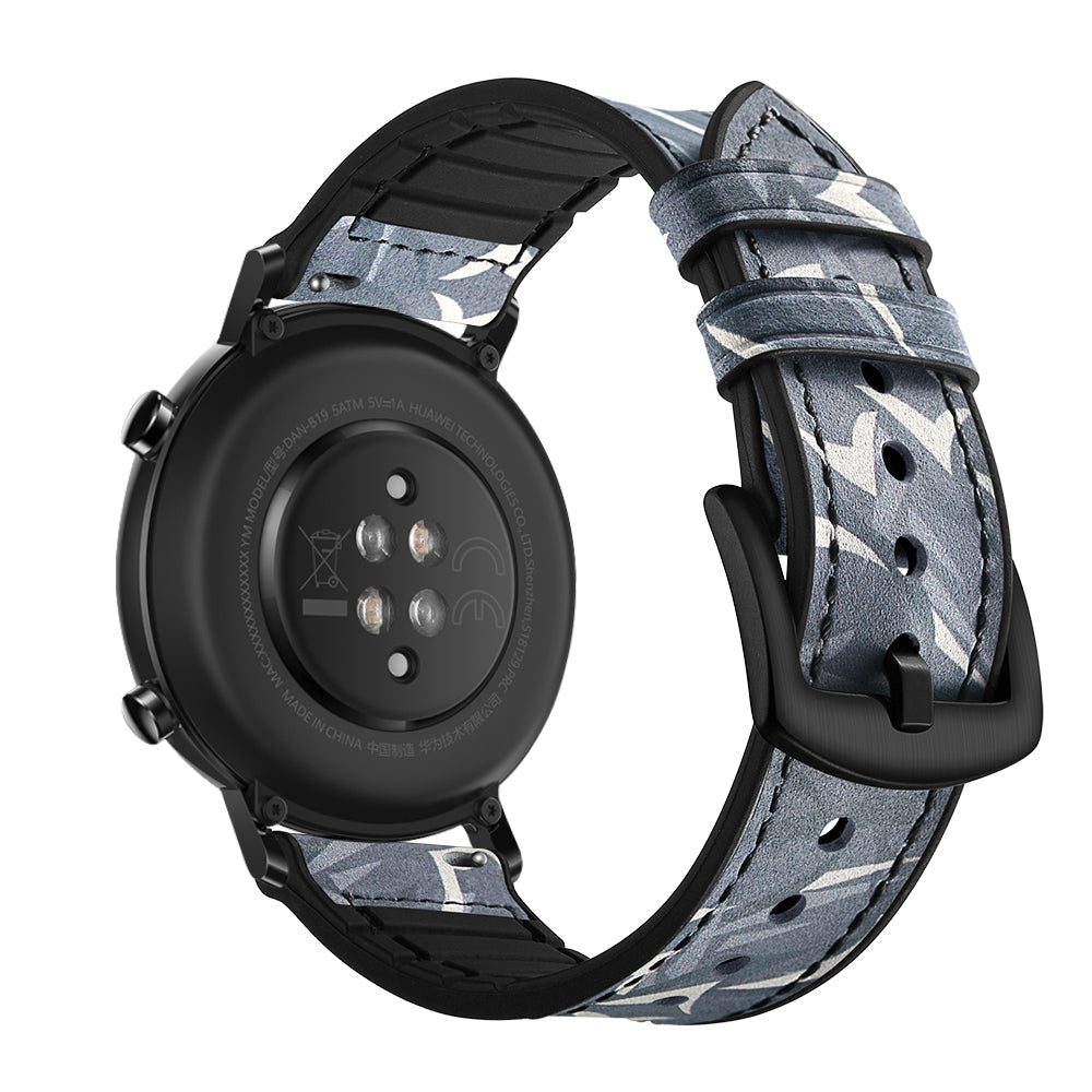 20mm Genuine Leather Coated Silicone Smart Watch Strap for Huawei Watch GT2 42mm