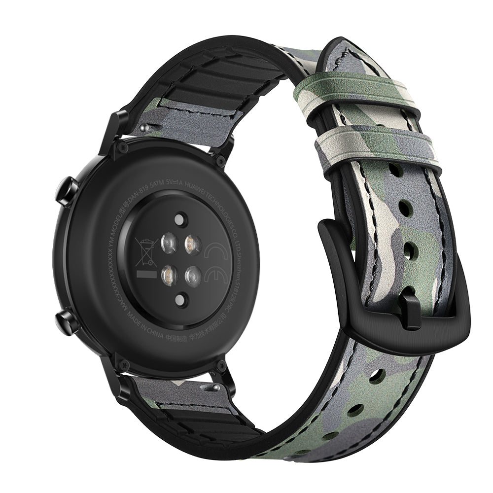20mm Genuine Leather Coated Silicone Smart Watch Strap for Huawei Watch GT2 42mm