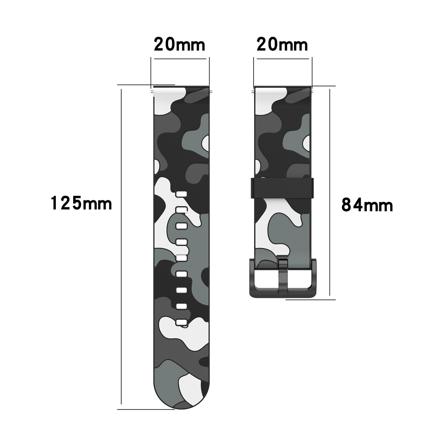20mm Camouflage Style Silicone Watch Band for Garmin vivoactive 3/Forerunner 245