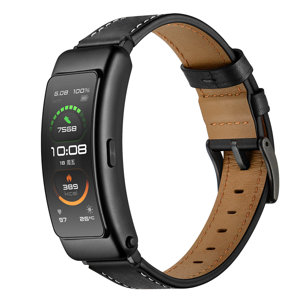 16mm Top Layer Cowhide Leather Watch Band Strap for Huawei TalkBand B3/B6