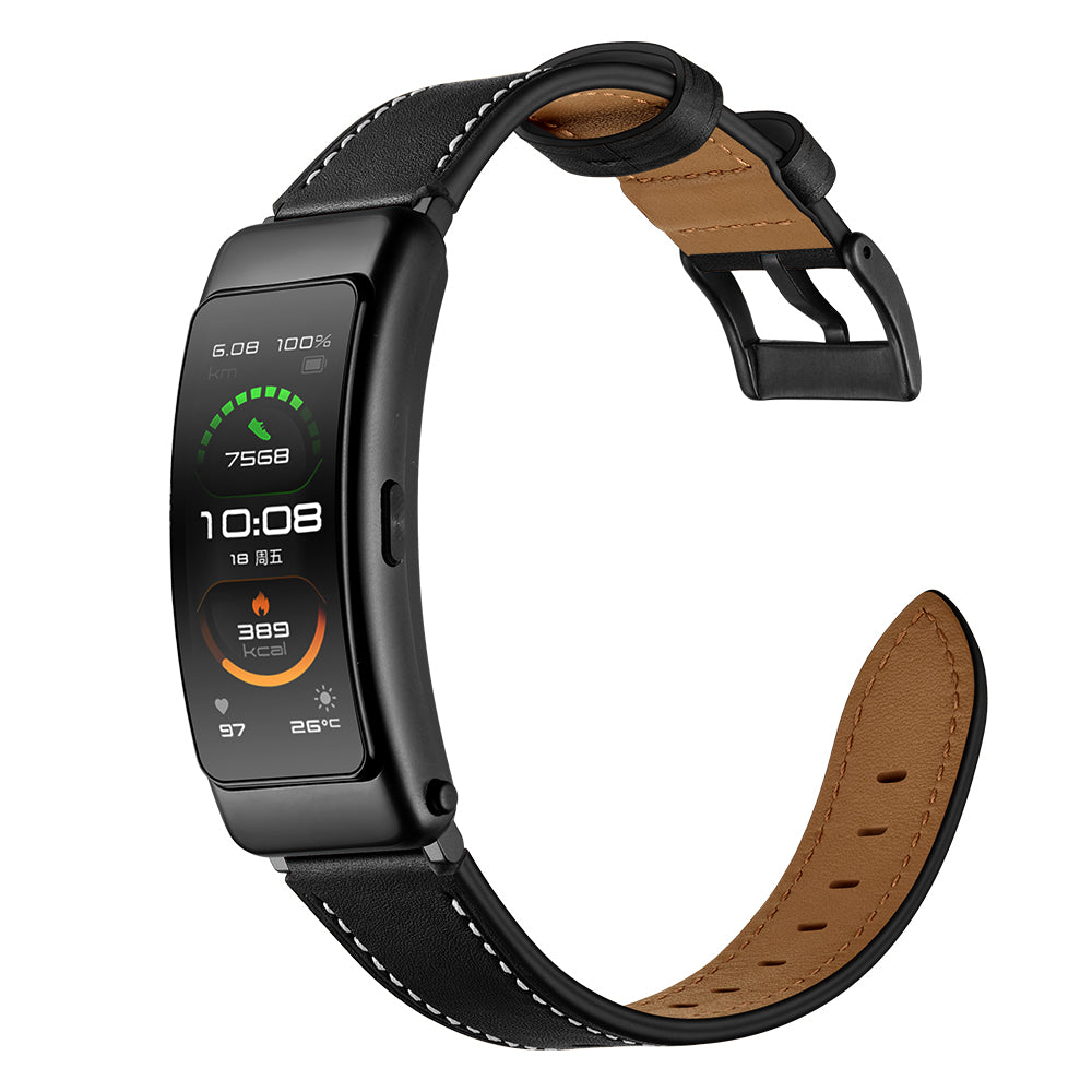 16mm Top Layer Cowhide Leather Watch Band Strap for Huawei TalkBand B3/B6