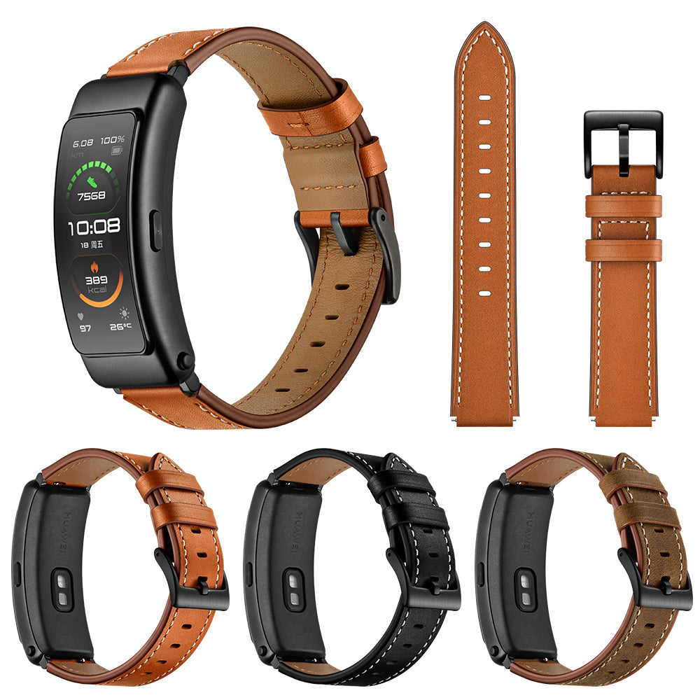 16mm Top Layer Cowhide Leather Watch Band Strap for Huawei TalkBand B3/B6