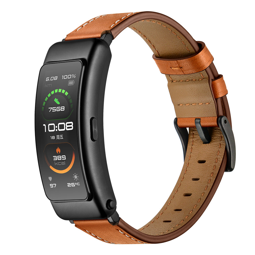 16mm Top Layer Cowhide Leather Watch Band Strap for Huawei TalkBand B3/B6